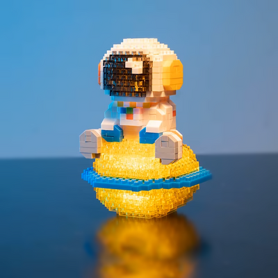 Set of 4 mini astronaut collectibles with cute space scenes — Lumari Minis by LumiBlocks