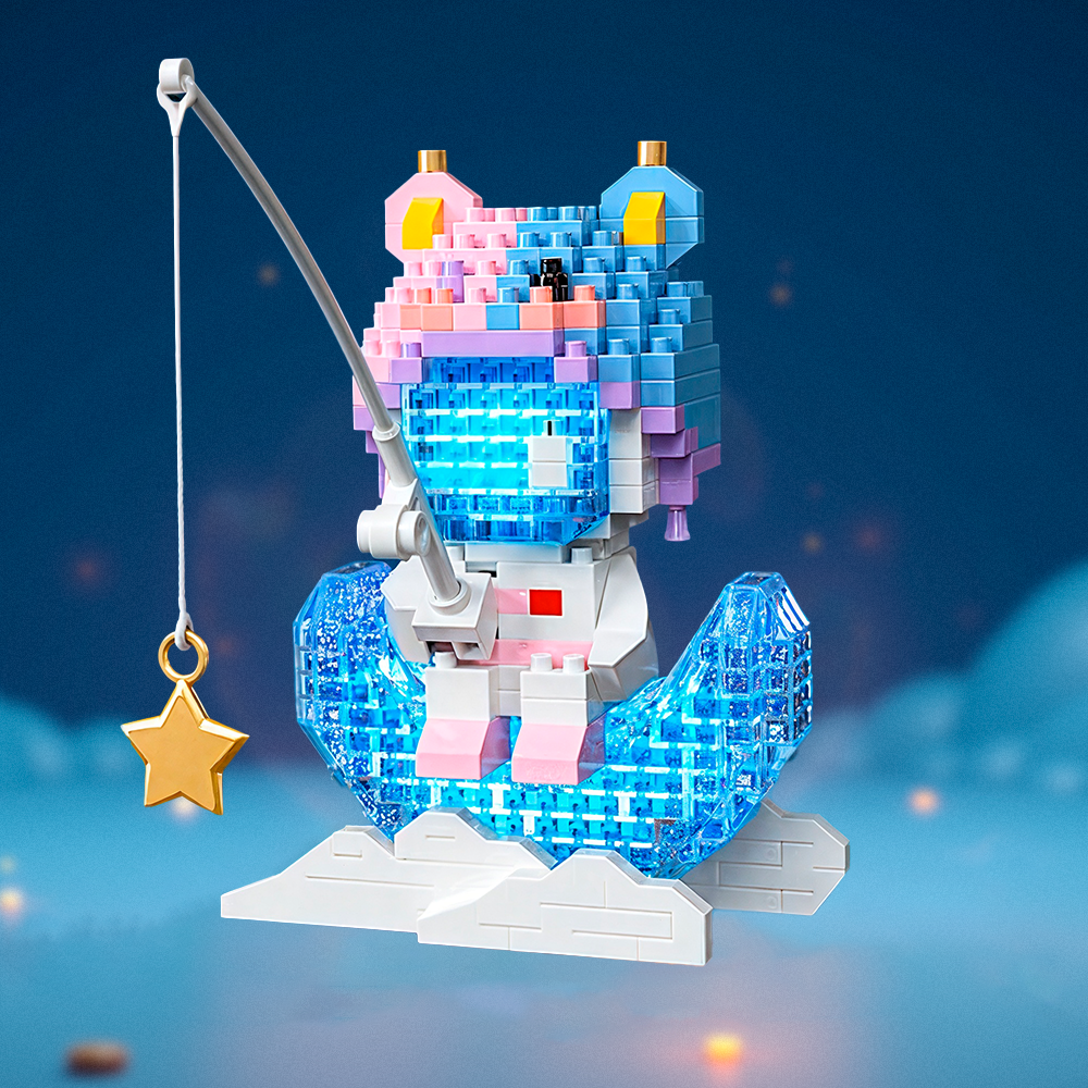 Complete zodiac set with figures fishing from clouds — Selecta by LumiBlocks, 12-piece collection