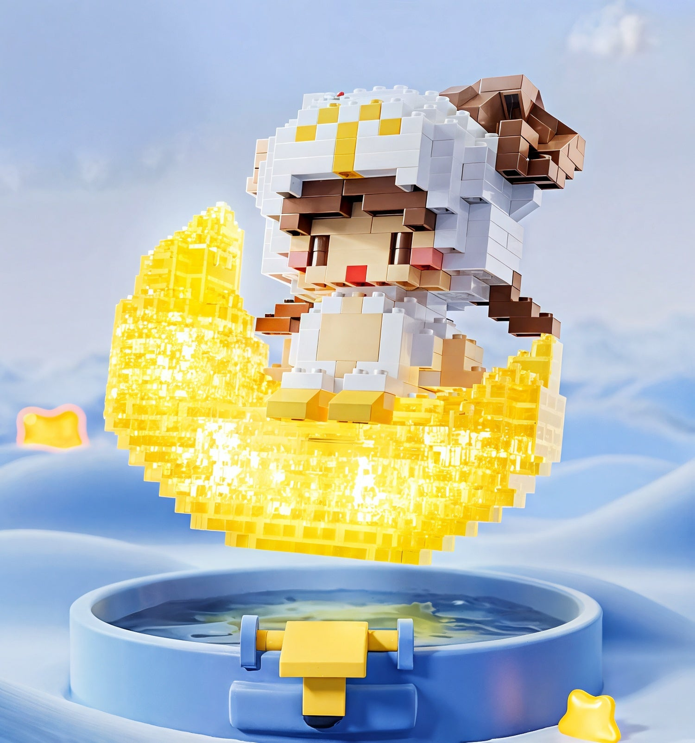 Twelve zodiac figures on glowing golden moons — Lunara decorative collection from LumiBlocks