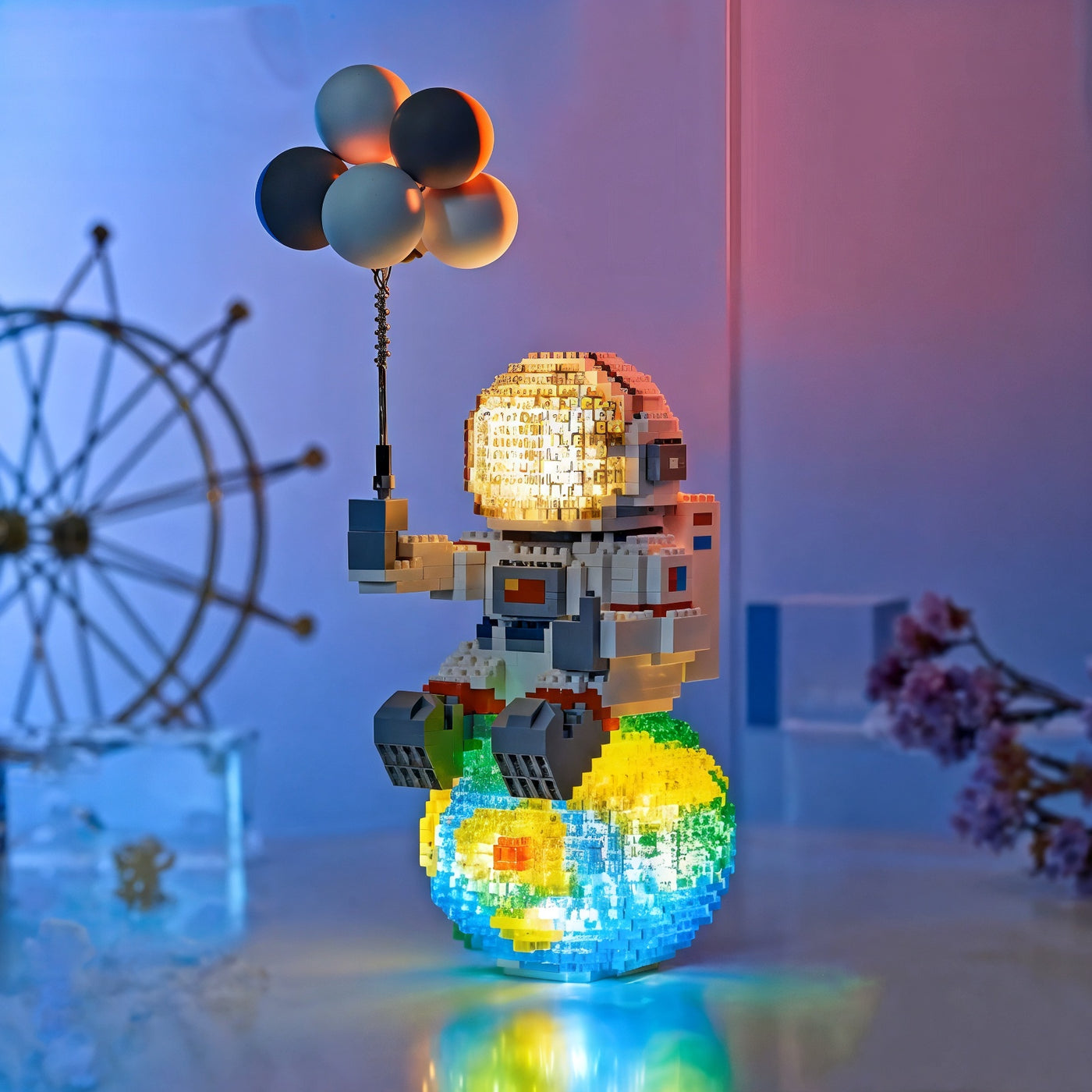 Glowing figure of an astronaut on Earth — Aetheron collection by LumiBlocks