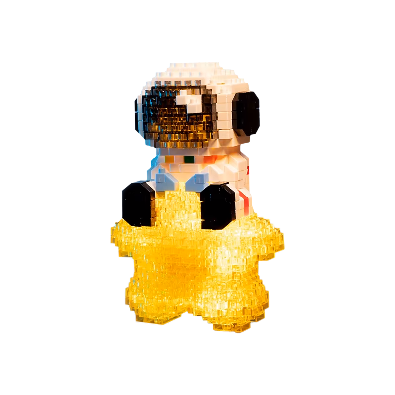 Tiny astronaut sitting on a glowing star — Lumari Minis by LumiBlocks