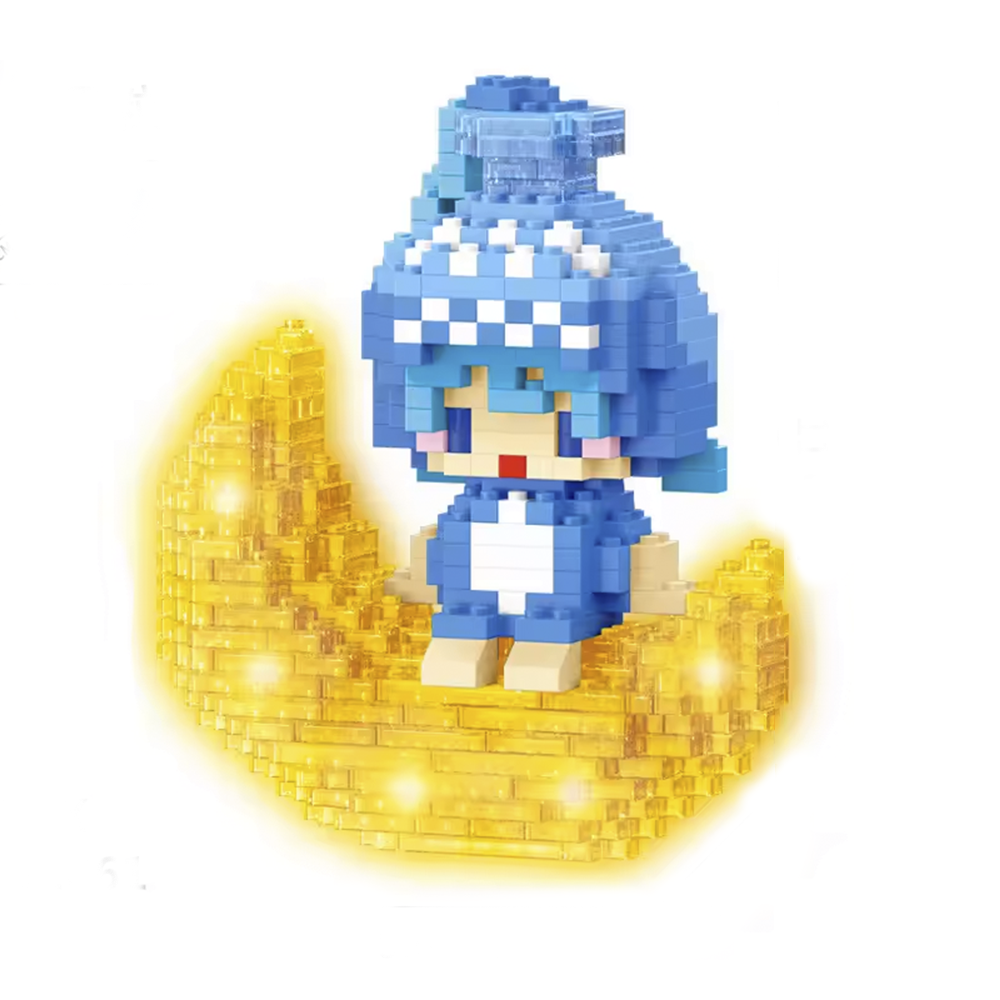 Aquarius sign pouring stars on a golden moon — Lunara by LumiBlocks
