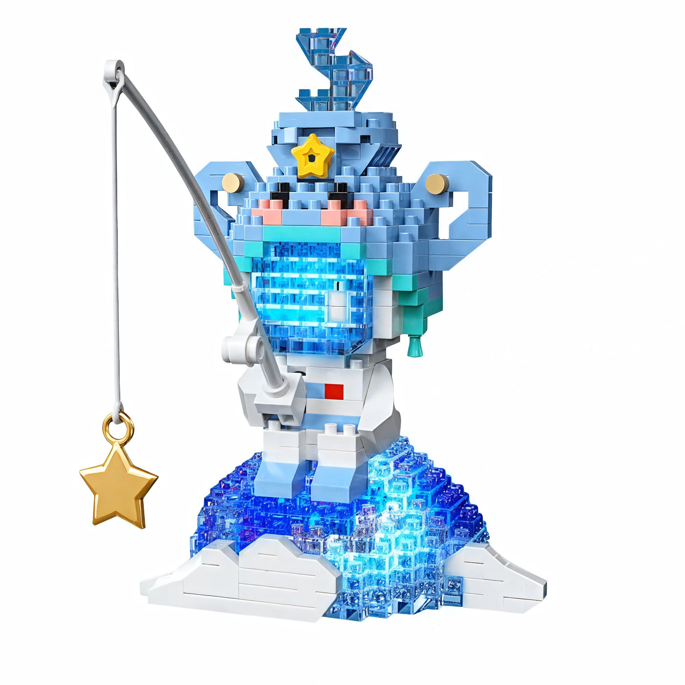 Aquarius figure on a cloud pouring stars while fishing — Selecta collection by LumiBlocks